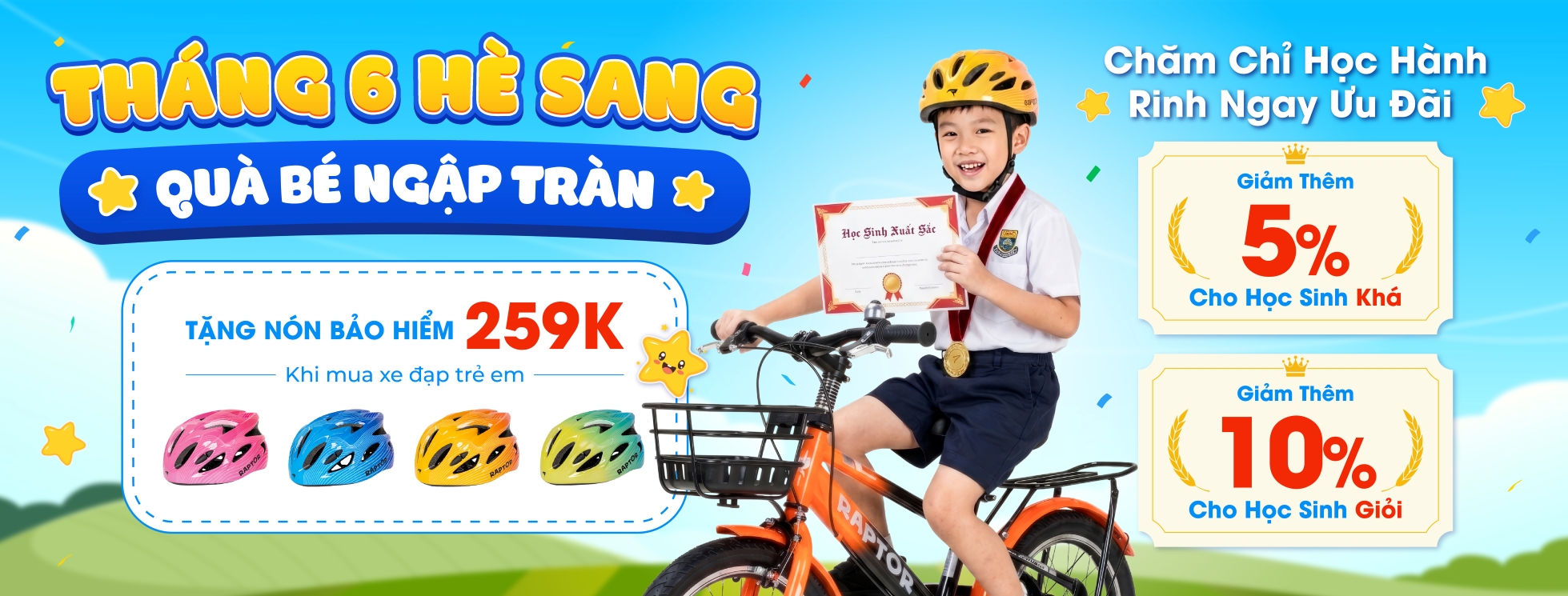 Tháng 6 Hè Sang – Quà Bé Ngập Tràn | Chăm Chỉ Học Hành, Rinh Ngay Ưu Đãi Cùng Xedap.vn