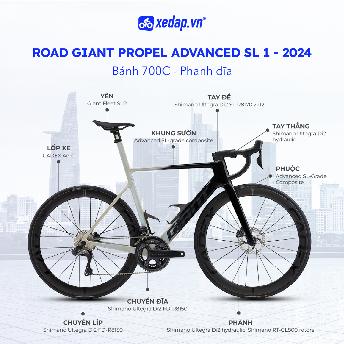  Xe Đạp Đua Đường Trường Road GIANT Propel Advanced SL 1 – Phanh Đĩa, Bánh 700C – 2024