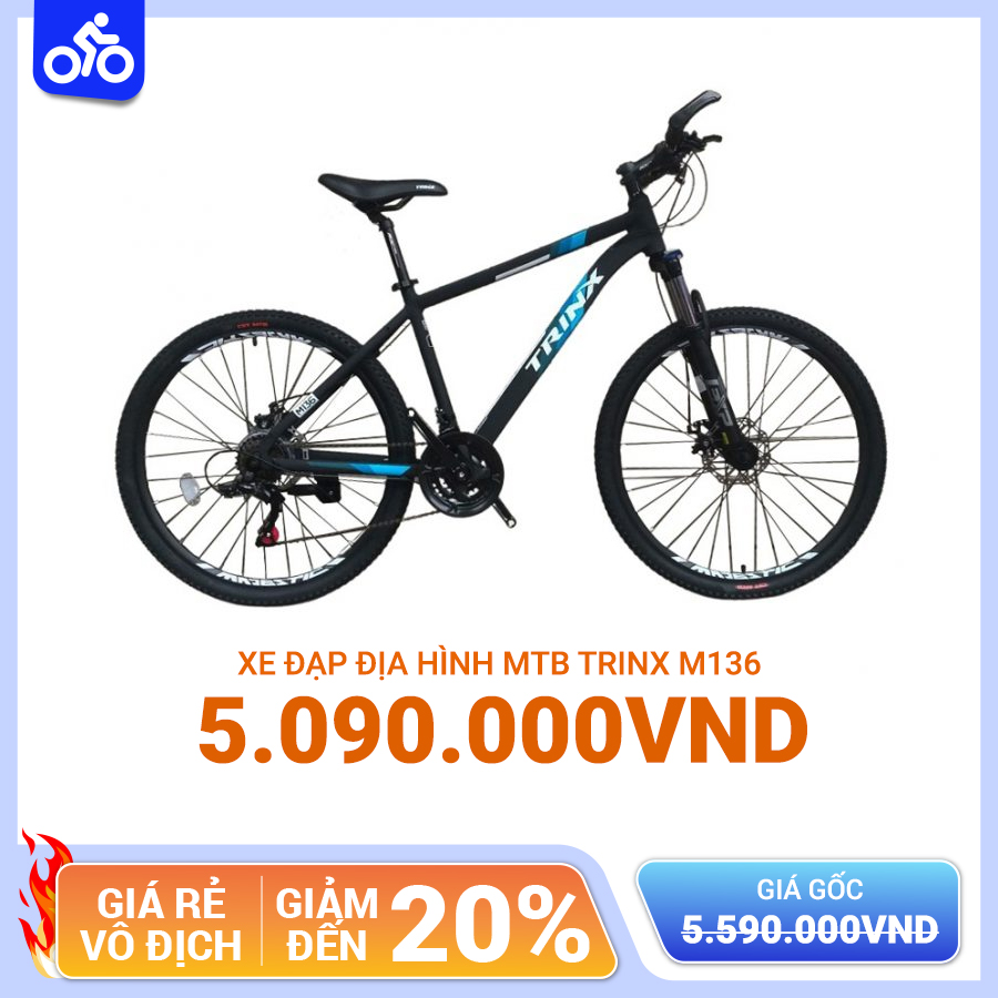 Xe Đạp Địa Hình MTB TRINX M136 – Phanh Đĩa, Bánh 26 Inches – 2021