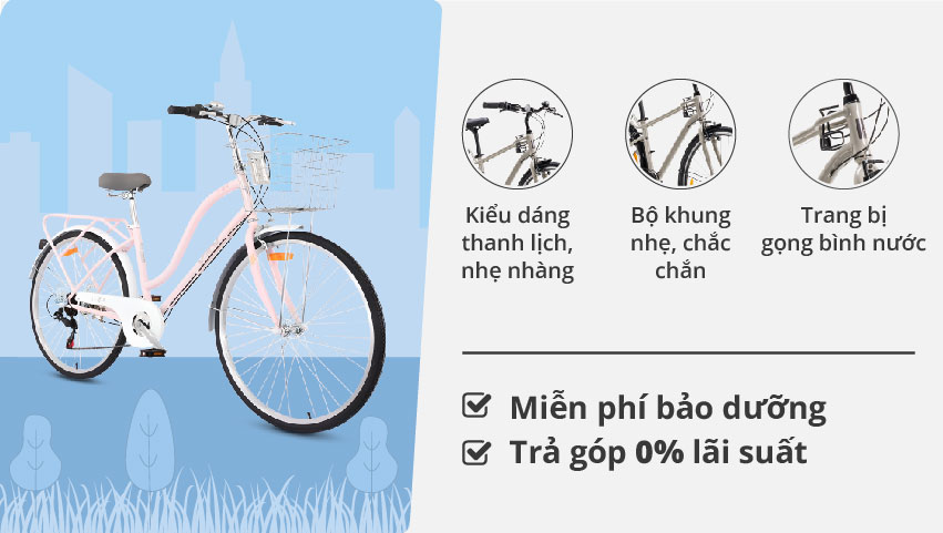 Xe Đạp Đường Phố Touring VINBIKE Eva - Bánh 26 Inches