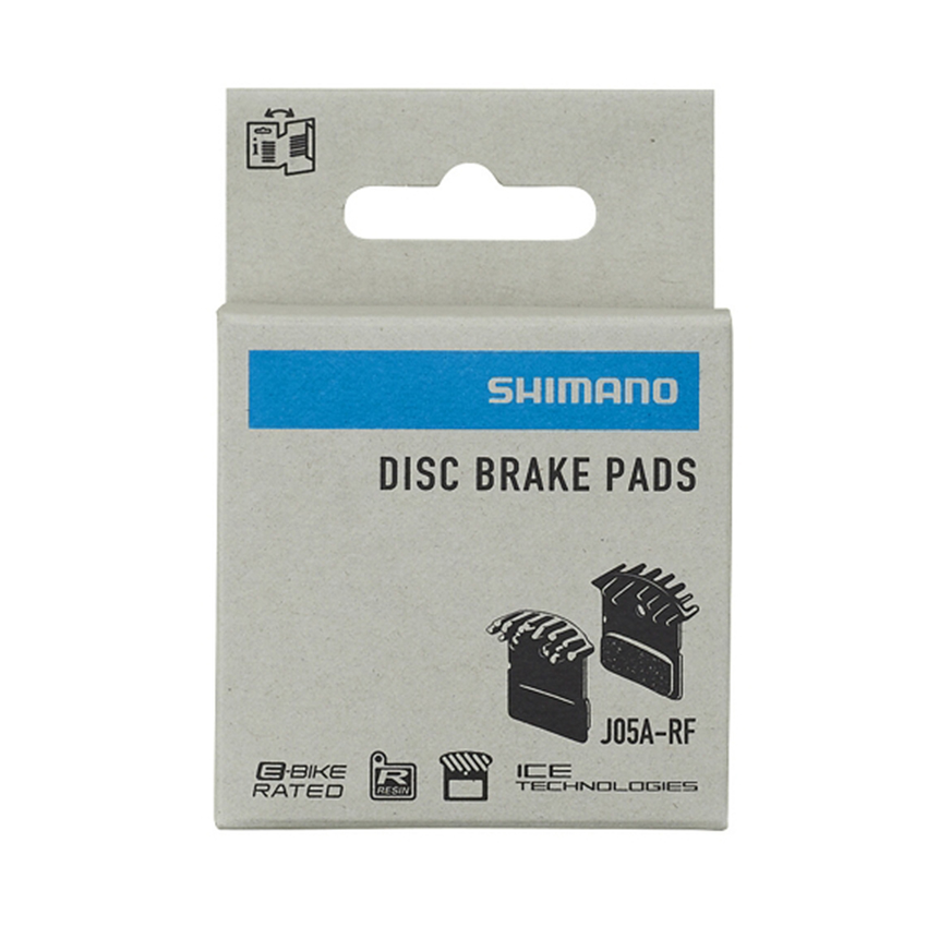  Gôm Thắng Đĩa Xe Đạp SHIMANO J05A-RF Resin Pad  W/ Fin (J05A-RF) – 1 Cặp, Pad Spring, W/Split  Pin, Combo Disc Brake Pad